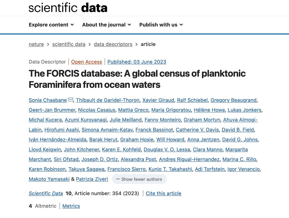 Outstanding #Foraminifera database out by the #CESAB #FORCIS group @SoniaCHAABANE @TdeGaridel et al. : 188,000 planktonic Foraminifera subsamples from 1910-2018 worldwide 🌍 ! Dive into the past century's oceanic patterns! bit.ly/43o0y7d #ClimateChange @FRBiodiv