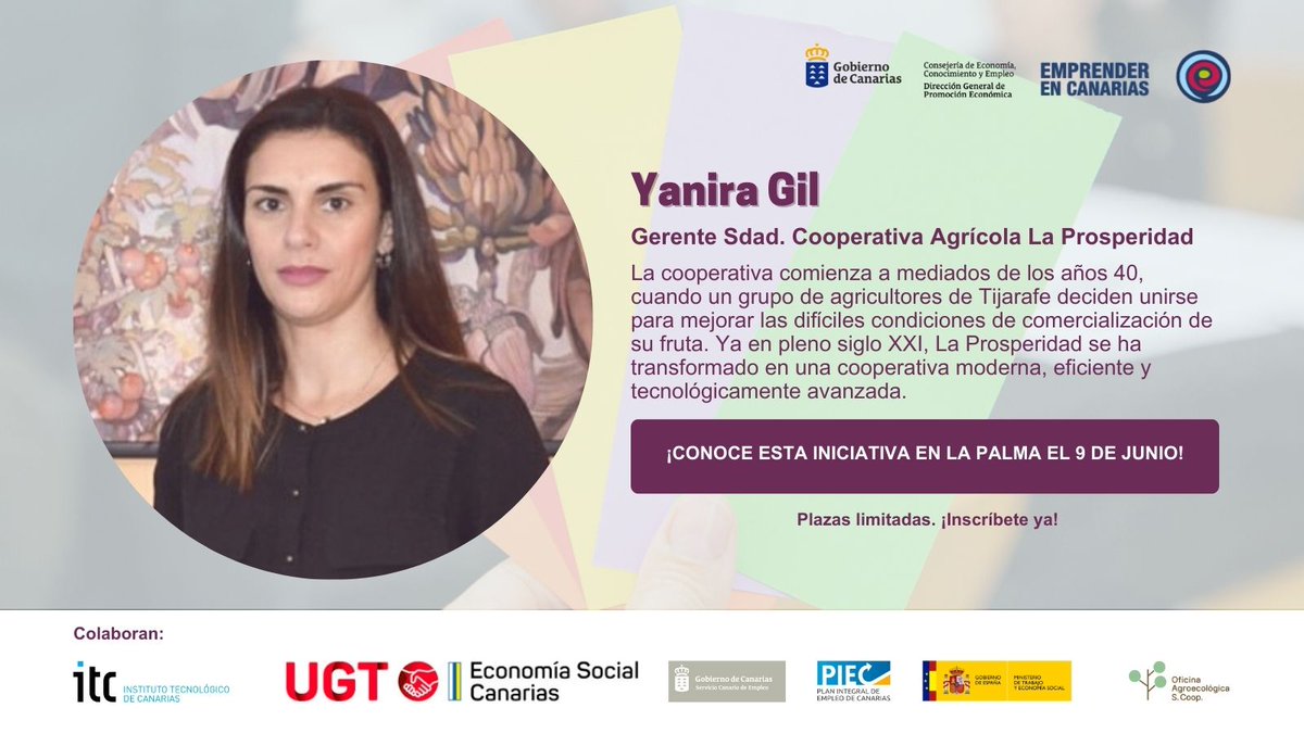 🤎El desarrollo económico es compatible con el desarrollo social, tecnológico y ambiental a través de la Economía Social y sus formas jurídicas

🎯El 9 de junio tienes una cita con el #emprendimiento y Coopeativa La Prosperidad en La Palma

¡Regístrate!👉bit.ly/3o5CIxS