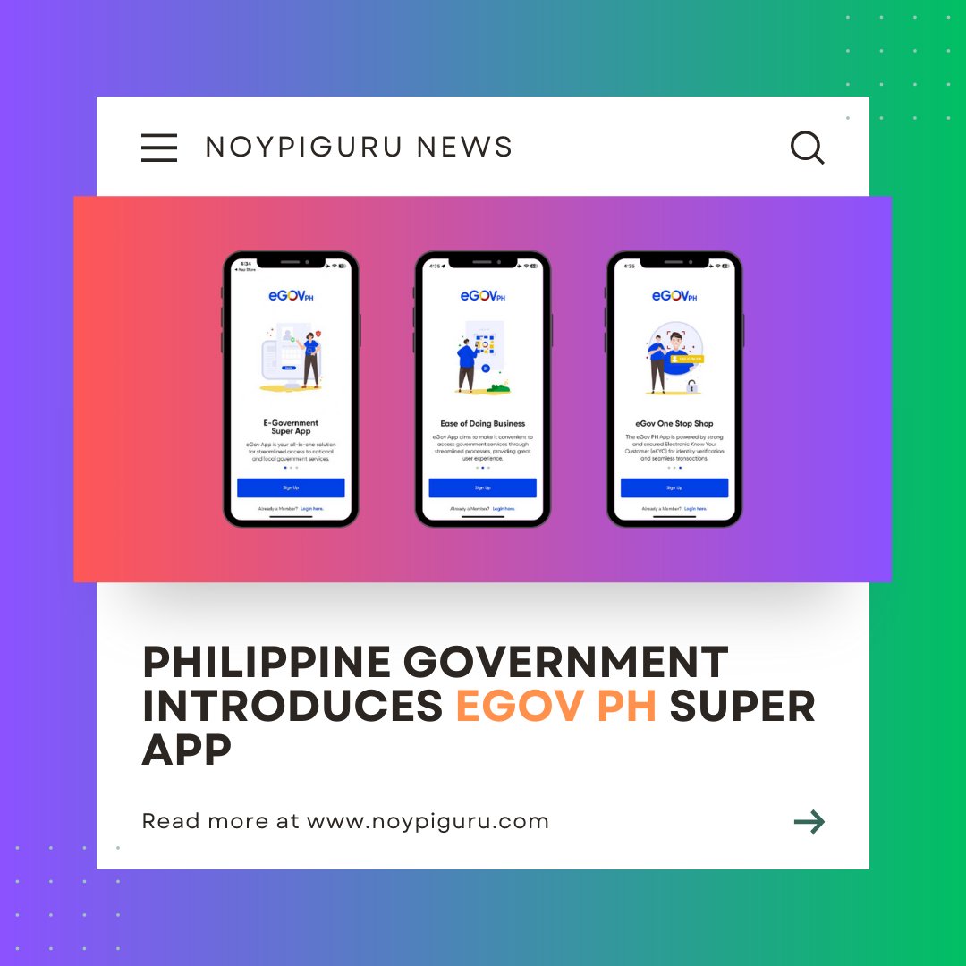NoypiGuru's tweet image. The Philippine government has launched a new application, the eGov PH Super App, to help enterprises that engage state agencies.  

READ: bit.ly/3qpc6bX

#eGovPH #eGovPHSuperApp #TechPH #NoypiGuru