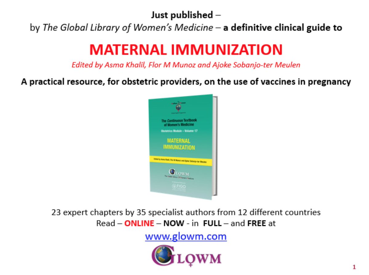 Our MATERNAL IMMUNIZATION book has just been published, detailing the use of #vaccines in #pregnancy 🤰💉

Read more about the book chapters & academic contributors here: 

glowm.com/womens-medicin…

#globalhealth #women