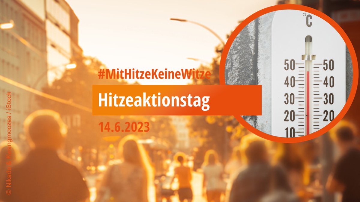 bvpraevention's tweet photo. 📢 Jetzt anmelden: 
Am 14.06.2023 findet der erste bundesweite  #Hitzeaktionstag statt – initiiert von @BAEKaktuell &amp; @KlimaGesundheit 

#Hitzeaktionstag #Hitzetag23 #MitHitzeKeineWitze  
 
Weitere Infos zum #Hitzeschutz und zur Veranstaltung: 
https://t.co/nz5FY8uO42
@MaikeVoss https://t.co/mVP9RBsY0K
