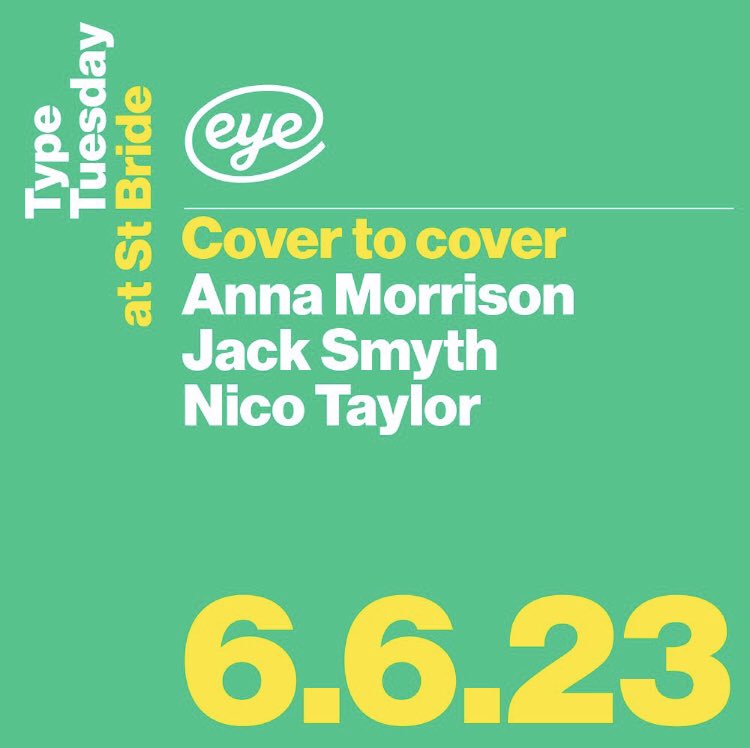 stbridefdn's tweet photo. @eyemagazine #TypeTuesday book design special. With @annabookdesign @nico_taylor @Jack_Flag_ 

Get your tickets here 👉 https://t.co/8G1TS4GFtT https://t.co/yg52d4Wmgw