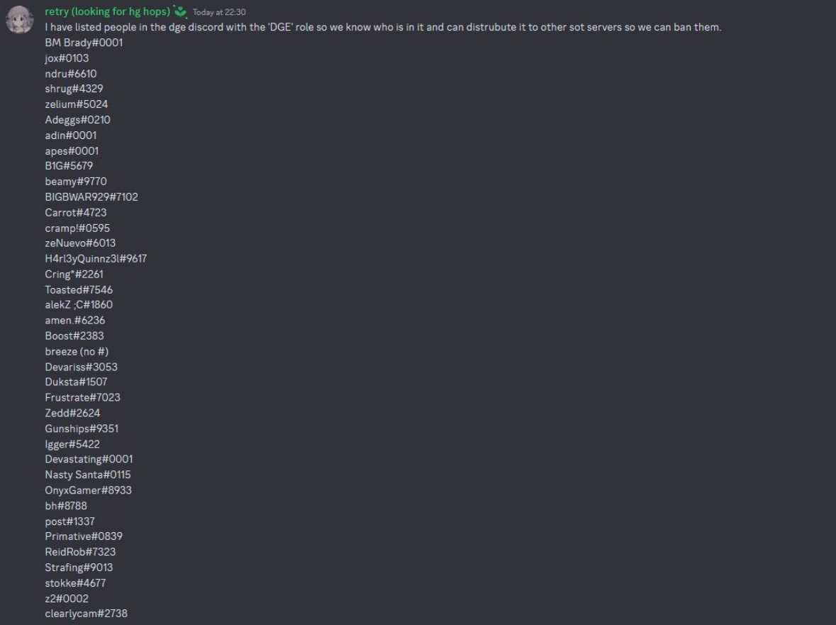 Here’s the updated as of June 5 2023 DGE member list. Make sure to ban these guys from your discords, twitch chats if you see them !