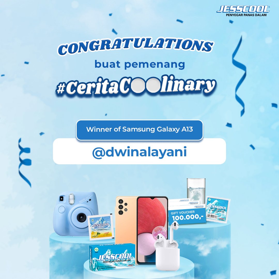 JessCool_ID's tweet photo. Are you one of the lucky winners?🤩

Selamat yah buat kamu yang udah berhasil menangin hadiah total senilai jutaan rupiah🤑 Udah dapet hadiah impianmu belom😝

Terima kasih buat semua Jesscoolers yang udah berpartisipasi di #CeritaCoolinary ini!😆 https://t.co/tEX1WBkiHR