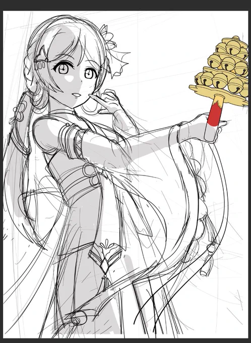 このラフよりもうちょい進めてるけど…
今回ののん誕に描いてるのが、今まで描いたやつの中でも難易度がかなりトチ狂ってて、数日もの間大苦戦してるという話です꜀(.௰. ꜆)꜄

以上、近況報告でした() 