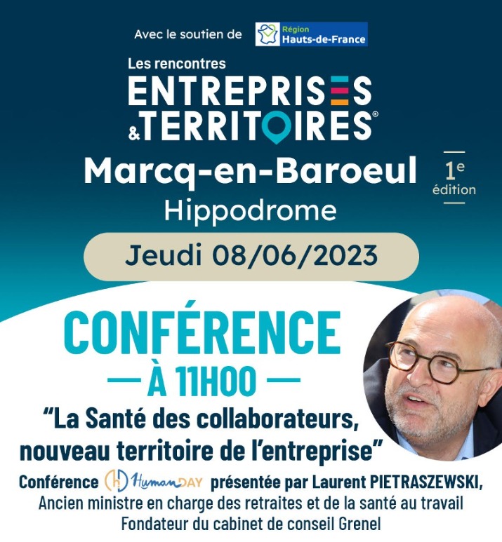 pietraszewski_l's tweet image. Retrouvez-moi 📆 Jeudi 08 juin à 11h Hippodrome de @villedemarcq 
🤝 Les Rencontres Entreprises et Territoires pour une conférence @human_day : 
La santé comme  nouveau levier d&apos;engagement dans l&apos; #entreprise .