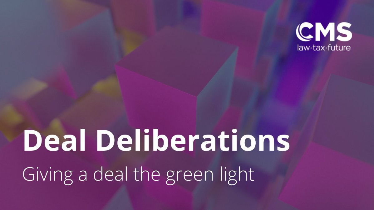 Our latest Deal Deliberations article, 'Giving a deal the green light', addresses ESG in the M&amp;A process.

Explore it here: cms.law/en/gbr/publica… 

#CMSlaw #DealDeliberations #ESG #mergersandacquisitions #duediligence #ESGclauses #dealmaking