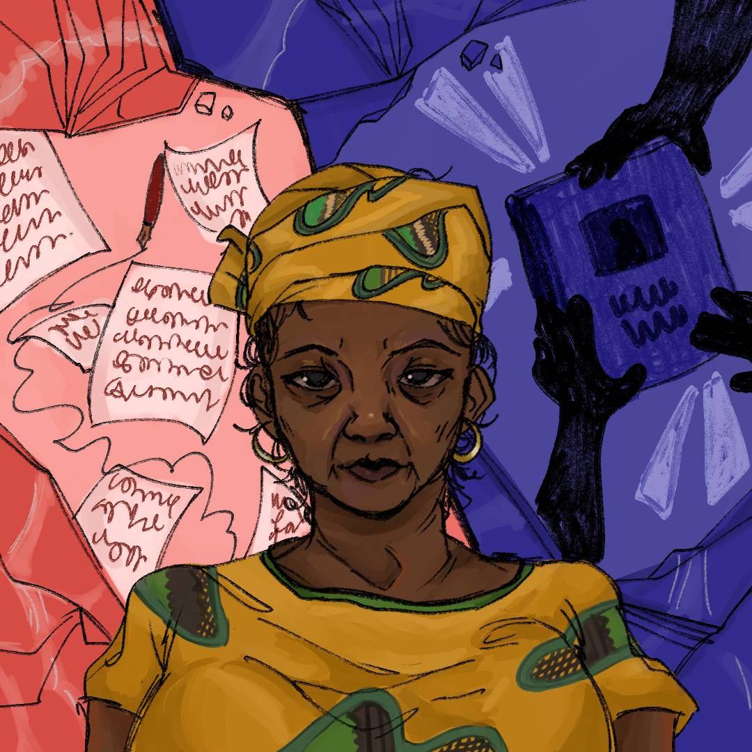 Head over to Instagram from 12 noon for a celebration of the novelist, short-story writer &amp; the first Black woman in South Africa to publish a novel, Miriam Tlali -  courtesy of Illustration Students from <a href="/DJCAD/">DJCAD, UoD</a> 
#OpenTheDoor  #MiriamTlali 
Image below by Niamh Critchley