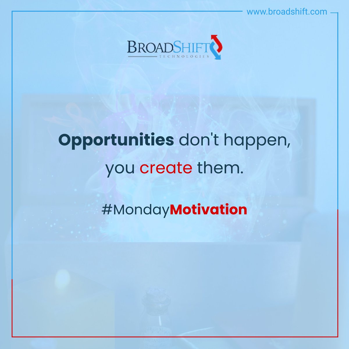 broadshift's tweet photo. Don't wait for an opportunity to come to you, make it happen

Don't be afraid- take charge

Make your dreams a reality 

Keep winning!!

#dreams #fintech https://t.co/AWCiwwtUmU