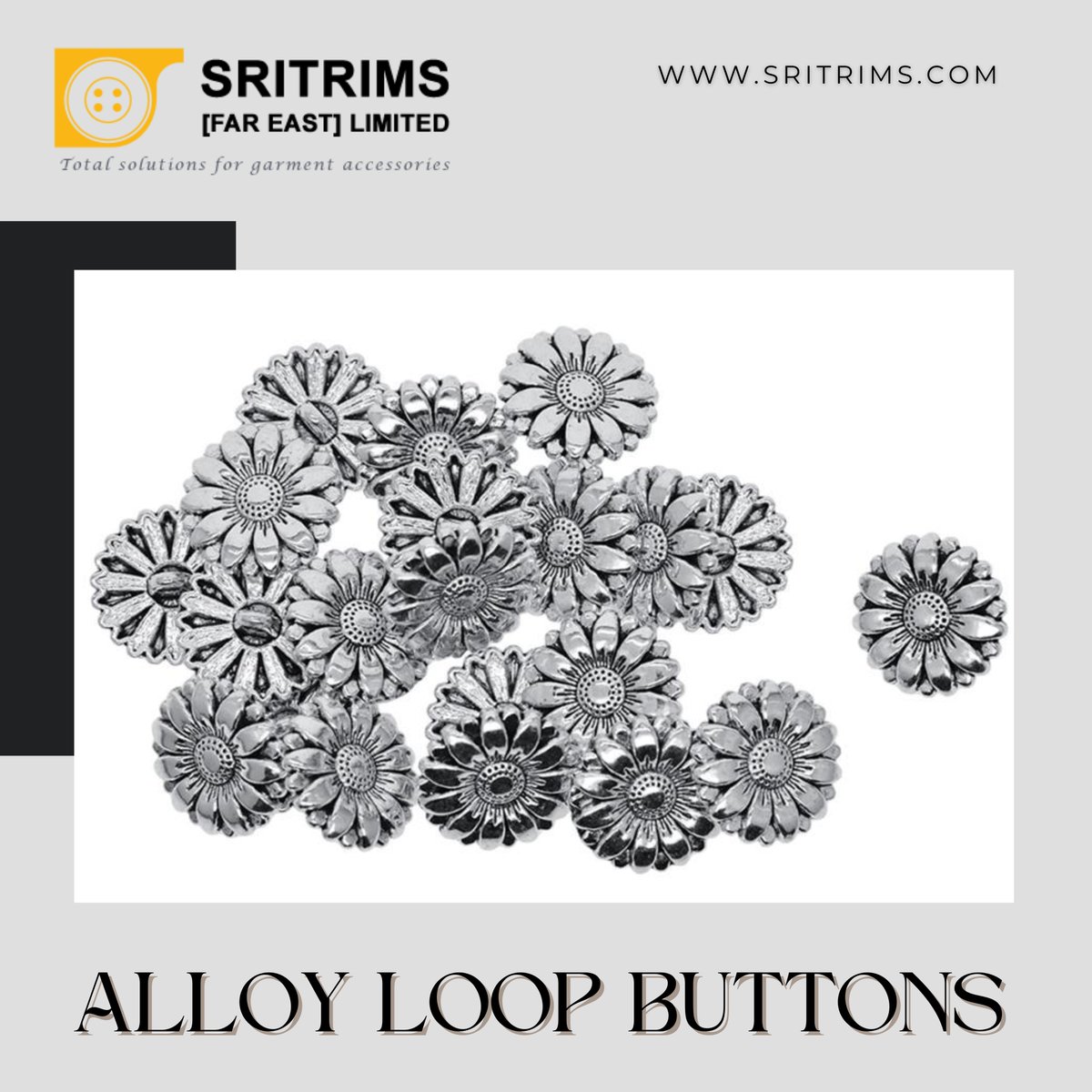 Alloy Loop Buttons | 👉info@sritrims.com 

#oekotex #sritrimsfareastltd #sritrims #garmentaccessories #sritrimshk #sritrimsbd  #trims #product #garment #accessory #apparel #apparelindustry #menswear #womenswear #kidswear #mensfashion #womenfashion #activewear  #apparelbrand