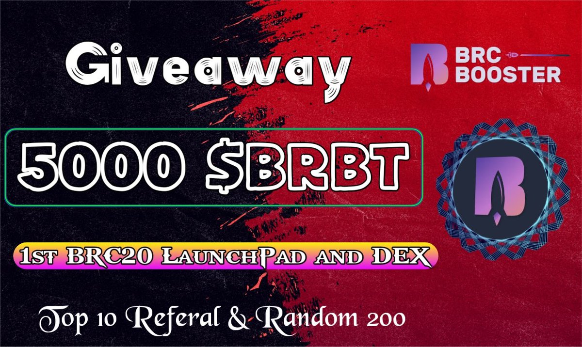 Virtual Land || Metaverse ❤️🔥 (@virtualland_) on Twitter photo 5000 $BRBT Token Airdrop 🎉🎉
🏅Top 1-10 & 200 Random Winner🏆
To Enter ⤵️
✅ Follow <a href="/VirtualLand_/">Virtual Land || Metaverse ❤️🔥</a> & @brcbooster
✅ Like Rt/Tag 3 Frnds
✅ Complete all task 👉 gleam.io/d0b1w/brbt-tok…
#bigairdrop #Giveaway #Tokengiveway #airdrops #FCFS 5000 $BRBT Token Airdrop 🎉🎉
🏅Top 1-10 & 200 Random Winner🏆
To Enter ⤵️
✅ Follow <a href="/VirtualLand_/">Virtual Land || Metaverse ❤️🔥</a> & @brcbooster
✅ Like Rt/Tag 3 Frnds
✅ Complete all task 👉 gleam.io/d0b1w/brbt-tok…
#bigairdrop #Giveaway #Tokengiveway #airdrops #FCFS