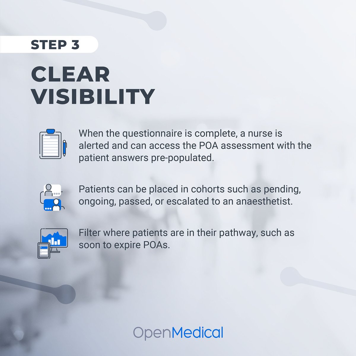 OpenMedicalLtd's tweet photo. BE PROACTIVE. NOT REACTIVE.
The future of #preoperativeassessment is here.
Say GOODBYE❌ to paper #preop assessments and say HELLO👋 to smarter, faster, and easier digital pre-op workflows with Pathpoint #ePOA
#preopassessment #POA
Book a demo👉https://t.co/HpqcsZQXe5 https://t.co/9mV0YeJLvX
