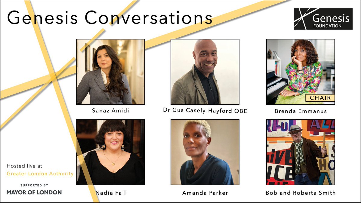 What a privilege to be in the company of <a href="/ArtsParker_UK/">@AmandaParkerohyeah</a> <a href="/brendaemmanus/">Brenda Emmanus</a> <a href="/BobandRoberta/">Bob&Roberta Smith</a> Nadia Fall &amp; Gus Casley-Hayford to discuss &amp; debate the role of #art &amp; #culture in #placemaking &amp; #regeneration #PEOPLEMAKEPLACES <a href="/Genesis_Fndn/">Genesis Foundation</a> <a href="/MayorofLondon/">Mayor of London, Sadiq Khan</a> <a href="/Rosettaarts/">Rosetta Arts</a>