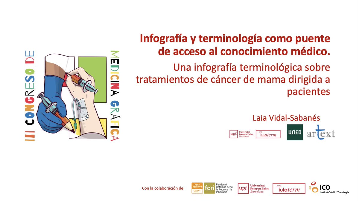 El viernes presentamos el proyecto financiado por la @fundaciorecerca que he tenido el placer de dirigir en el III #ConMedicinaGráfica ✏️🩹🫀🖌️: 'Una infografía terminológica sobre tratamientos de cáncer de mama dirigida a pacientes' 

¡Gracias, @GraficaMedicina, por acogernos!🫂