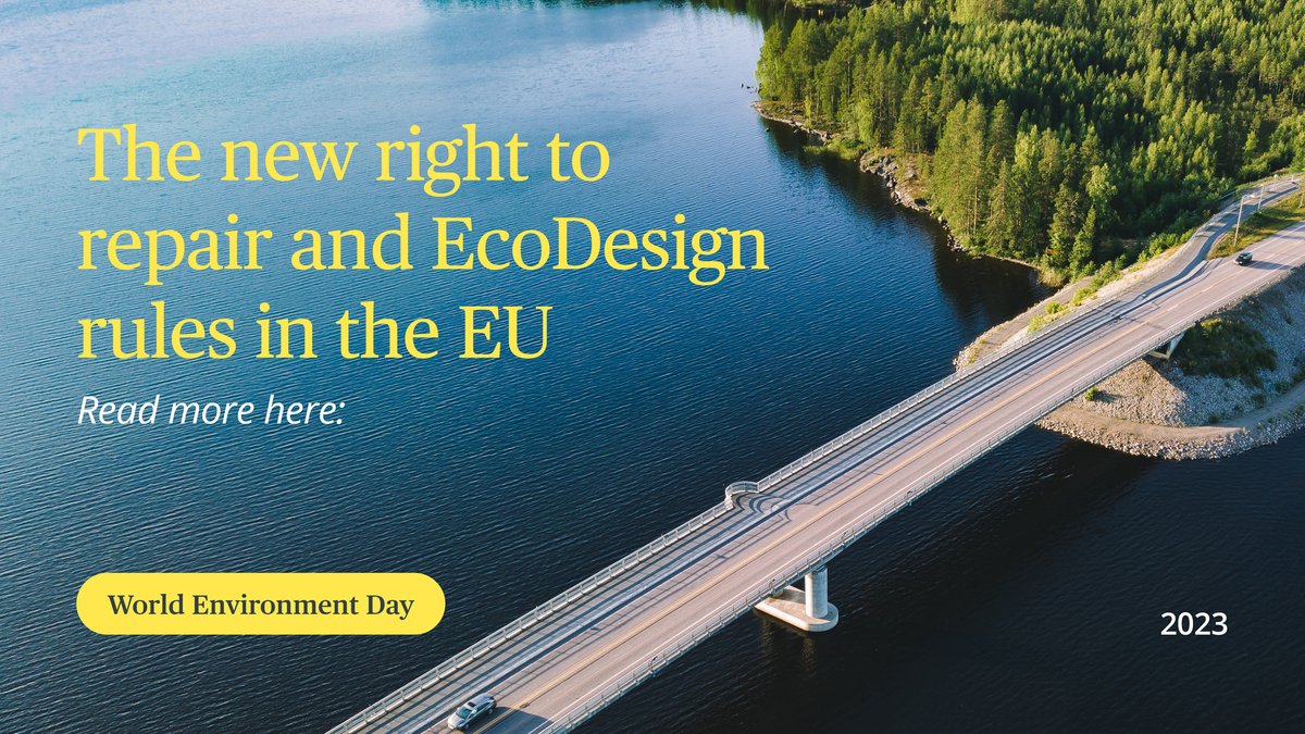 Today marks #WorldEnvironmentDay 2023! In line with this year’s theme, #BeatPlasticPollution, our experts discuss the newly proposed right to repair and EcoDesign rules in the EU, promoting sustainable consumption and reducing waste in the EU. Read more: 2bird.ly/3N8aX19