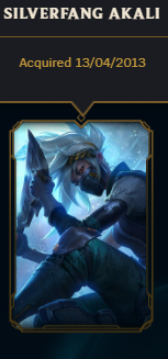 Tommo010's tweet photo. @KayPea Since Unchained Alistar and Riot Tristana are free for joining Riot Social Media I won't count them. The first I actually bought was Silverfang Akali https://t.co/datvitKuAx