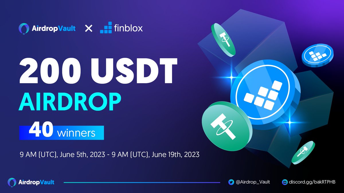 🎉GIVEAWAY ALERT🎉

We've partnered with <a href="/finblox/">Finblox</a> for an exciting giveaway!
🎁 Prize: 200 $USDT

✅Complete Zealy tasks: zealy.io/c/airdropvault…

⌛️9 AM (UTC), June 5th, 2023 - 9 AM (UTC), June 19th, 2023
Good luck! #airdrop

Here's all you need to know about Finblox🧵👇