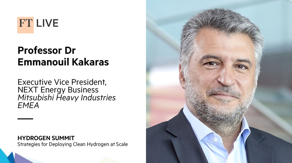 Our EMEA EVP, NEXT Energy Business, Professor Emmanouil Kakaras will speak about #hydrogen’s role in reducing #carbonemissions in heavy industries at the @ftlive #FTHydrogen Summit. Find out more: bit.ly/3MLwdsj  

#MHIGroup #MoveTheWorldForward #MissionNetZero
