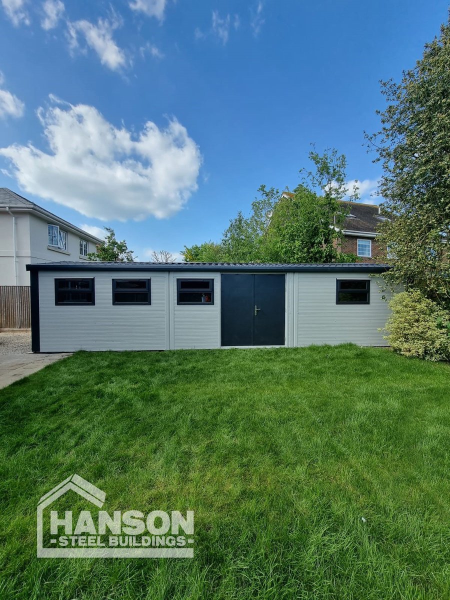 Hansonbuildings's tweet photo. This customer is starting his Bank Holiday weekend off with a brand new insulated Steel Building - "Hope the neighbours don't get garage envy!" 📷📷 SeceuroGlide Garage Doors #steel #insulation #mancave https://t.co/uW1peVvRaC
