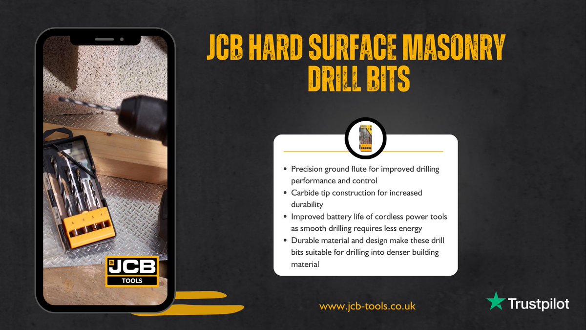 JCBtools's tweet photo. ➕ There’s more! JCB Tools offer a wide range of power tool accessories; strong, precise and long-lasting;

👀 Check out these hard surface masonry drill bits in convenient, rigid storage:

Want to see more?

#drillbits #powertoolaccessories #drillling #builder #diy https://t.co/KgCGqTwm5m