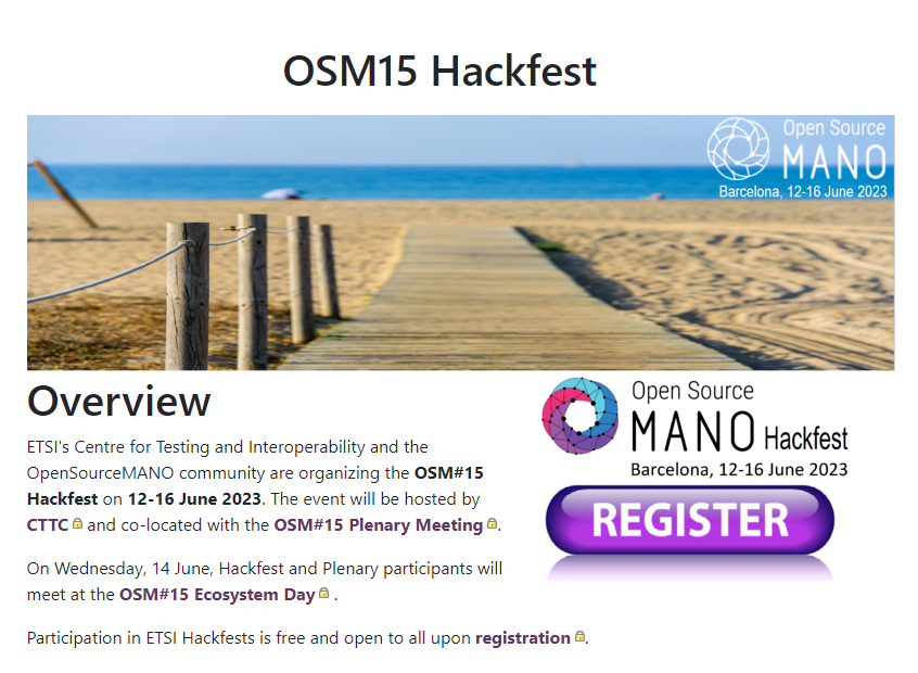 OpenSourceMANO's tweet image. Register to the #OSMhackfest 12-16 June and #OSMecosystemDay 14 June: it&apos;s free and open to all!

Join us in Barcelona to build your own #OpenSource #contribution experience with key members of the @ETSI_STANDARDS #OSM #Community

#NFV #orchestration 
osm.etsi.org/wikipub/index.…