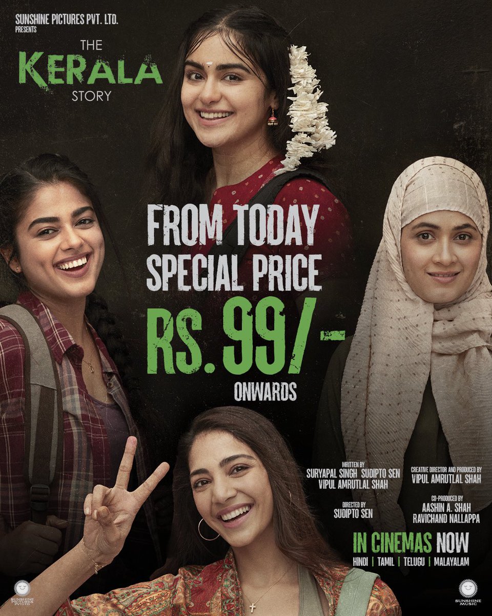 Experience the remarkable tale of The Kerala Story starting from just Rs. 99 onwards.This eye-opening &thought-provoking film that will stay with you long after you've seen it Get your tickets now!#TheKeralaStory #VipulAmrutlalShah @sudiptoSENtlm @Aashin_A_Shah @sunshinepicture