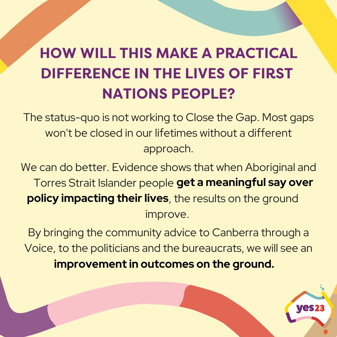 yes23au's tweet photo. As we embark on the journey for a First Nations Voice, the conversations we all have with our family, friends and work mates will be vitally important. 

We're answering the major questions, to help you feel informed and comfortable to have those conversations.

#yes23 https://t.co/V6IsBuPpyR