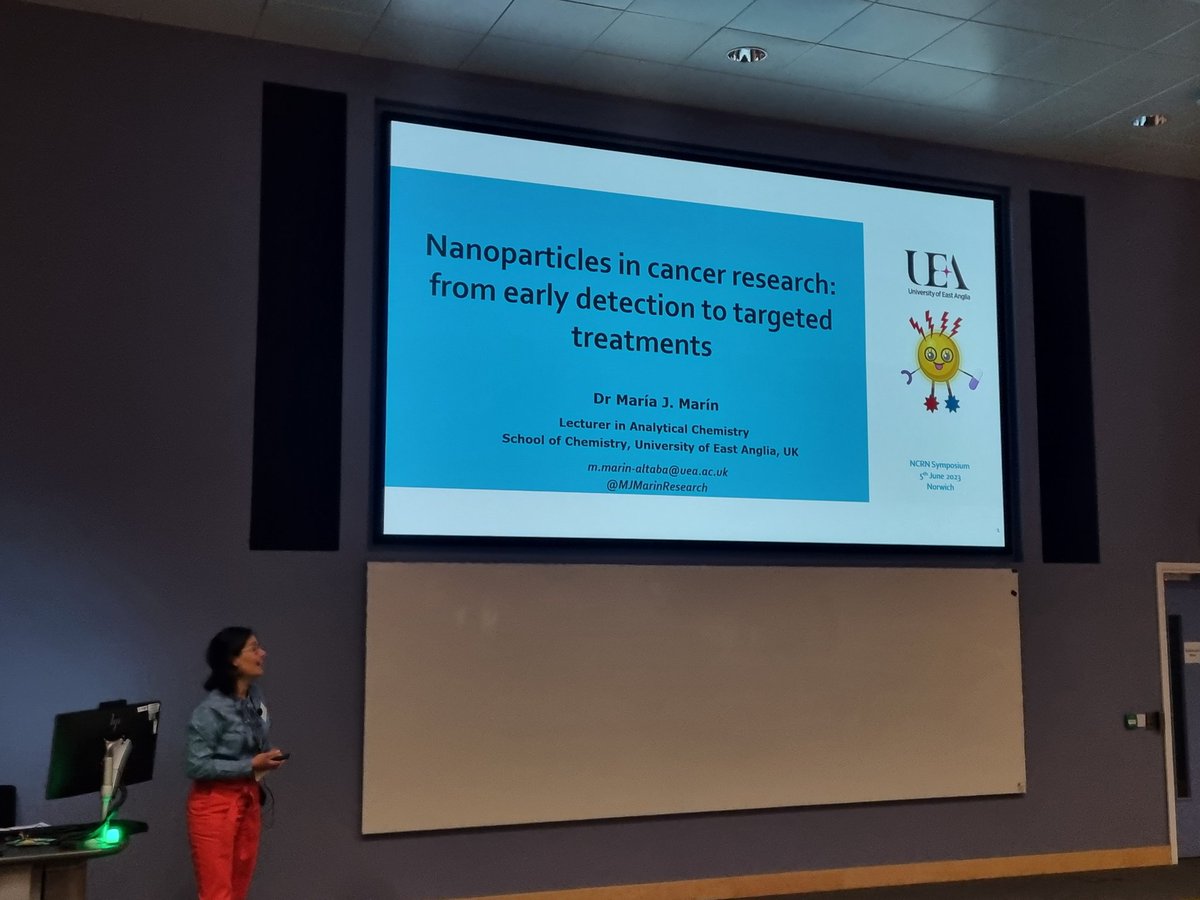 CancerInNorwich's tweet photo. Next up is @MJMarinResearch from @UEA_Chemistry, who is speaking about "Nanoparticles in cancer research: from early detection to targeted treatments". #NCRN #cancerresearch https://t.co/WK4DwRI9aR