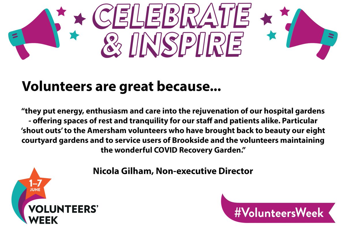 Nicola Gilham, Non-executive Director gives thanks to the work our garden volunteers do. 

"...they put energy, enthusiasm and care into the rejuvenation of our hospital gardens - offering spaces of rest and tranquillity for our staff and patients alike."

<a href="/NCVO/">NCVO</a> #VolunteersWeek