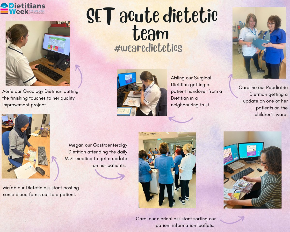 Christine McColgan RD (@dietitian_ni) on Twitter photo Meet our <a href="/setrust/">South Eastern Trust</a> acute dietetic team- we are so lucky to have a vast range of skilled colleagues in our team - take a look at what we get up to!🤩📚🍴🧠
#whatdietitiansdo
#wearedietetics
<a href="/BDA_Dietitians/">British Dietetic Association</a>
<a href="/AshleighMcKeeRD/">Ashleigh McKee</a> <a href="/CSmith_RD/">Caroline Smith</a> <a href="/ElizMcKnightRD/">Elizabeth McKnight</a> <a href="/AllieBirchRD/">Allie Birch</a> Meet our <a href="/setrust/">South Eastern Trust</a> acute dietetic team- we are so lucky to have a vast range of skilled colleagues in our team - take a look at what we get up to!🤩📚🍴🧠
#whatdietitiansdo
#wearedietetics
<a href="/BDA_Dietitians/">British Dietetic Association</a>
<a href="/AshleighMcKeeRD/">Ashleigh McKee</a> <a href="/CSmith_RD/">Caroline Smith</a> <a href="/ElizMcKnightRD/">Elizabeth McKnight</a> <a href="/AllieBirchRD/">Allie Birch</a>
