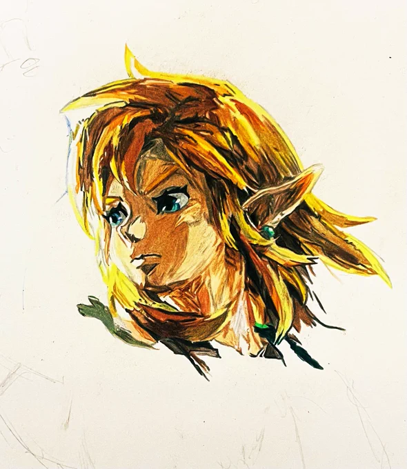 少ししか進みませんでした #ゼルダの伝説 #リンク #ゲーム #色鉛筆 #模写