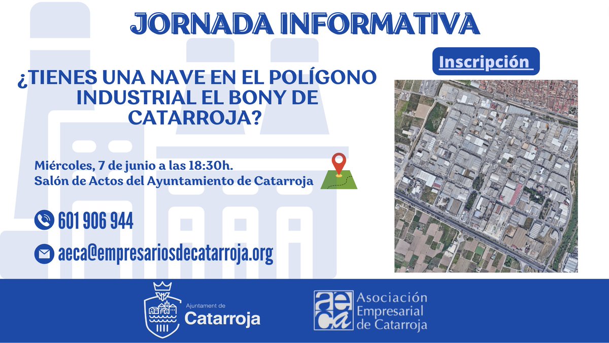 👇INSCRIPCIÓN👇 
🔗 lnkd.in/dGSF979T

 #EGM #EntidaddeGestiónyModernización #ÁreasIndustriales #AyuntamientodeCatarroja #Catarroja  #AsociaciónEmpresarial #AsociaciónEmpresarialdeCatarroja #AECA