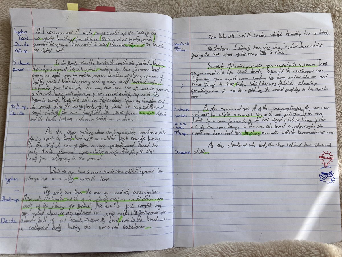 GCPYEAR6's tweet image. Such fabulous independent writing of Mr Linden’s Library! Well done Y6! #gcpliteracy @PrimaryGreat