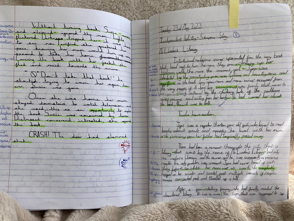GCPYEAR6's tweet image. Such fabulous independent writing of Mr Linden’s Library! Well done Y6! #gcpliteracy @PrimaryGreat