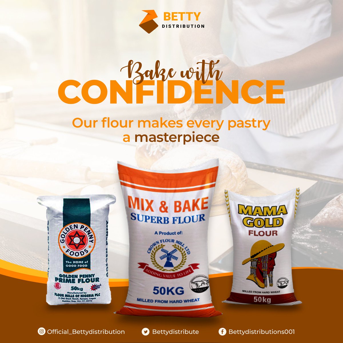 Hey Bakers! 
We've got the best flour just for you. Flour products in our outlets include high-quality options from top-rated manufacturers such as Mix and Bake, Golden Penny and Mama Gold to make every of your pastries a masterpiece.

#nigerianfood #naija #BakeAMemoryWithLove