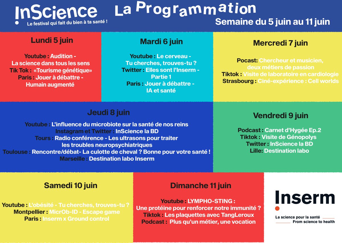 InScience_fest's tweet photo. #InScience2023 ça continue !
Découvre la programmation de la semaine 👇
Et si tu veux plus de détails c'est sur : https://t.co/pD8zSzzdtw https://t.co/rof5iYs1sT