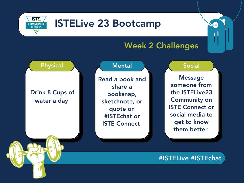 ✨ Week 2 Challenges are now live! 🚀 Join the ISTELive 23 Bootcamp and gear up for an extraordinary conference experience. Don't wait, jump in and embrace the journey! 🙌🏻
#ISTELive #ISTEChat @gret @ISTEofficial