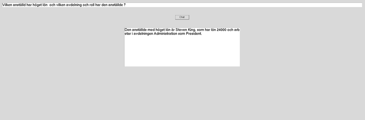 uhellstr's tweet photo. Connecting Oracle, chatgpt an natural language using python is so cool!
Early prototype but it works! Asking a Oracle  23c database  who is the best payed employee using swedish language. #oracle #python #FreeDeveloperDatabase #23c #chatgpt https://t.co/VTHu1jR8za