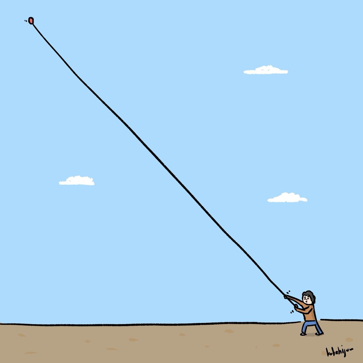 「凧みたいに風船を飛ばす人」|カケヒジュン@イラストレーターのイラスト