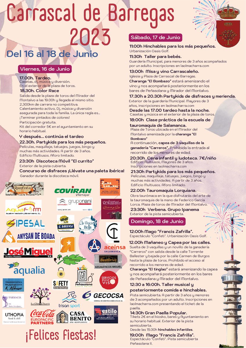 En apenas unos días Carrascal de Barregas celebra sus fiestas de verano. Del 16 al 18 de junio los carrascaleños y visitantes podrán disfrutar de una intensa programación para todos los públicos. ¡No os lo perdáis!