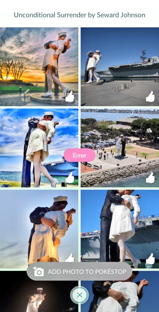 FryskePokemon's tweet photo. Unconditional Surrender by Steward Johnson ๐ฉโโค๏ธโ๐จโ๏ธ๐ฉโโ๏ธ San Diego, California, USA ๐บ๐ธ
https://t.co/Lz6KwHccKn
#PokemonGO #sculpture #WWII #error #postcarderror https://t.co/5nlmWkmT8U