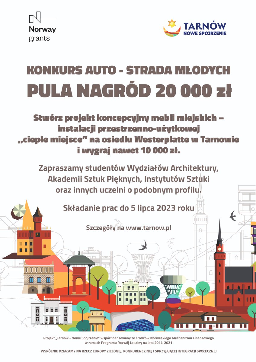 Zaprojektuj miejski zestaw meblo-instalacji i wygraj nawet tysięcy zł. Trwa konkurs „Auto-Strada Młodych”. 
Więcej dowiesz się tutaj ➡ bit.ly/3NaFACf