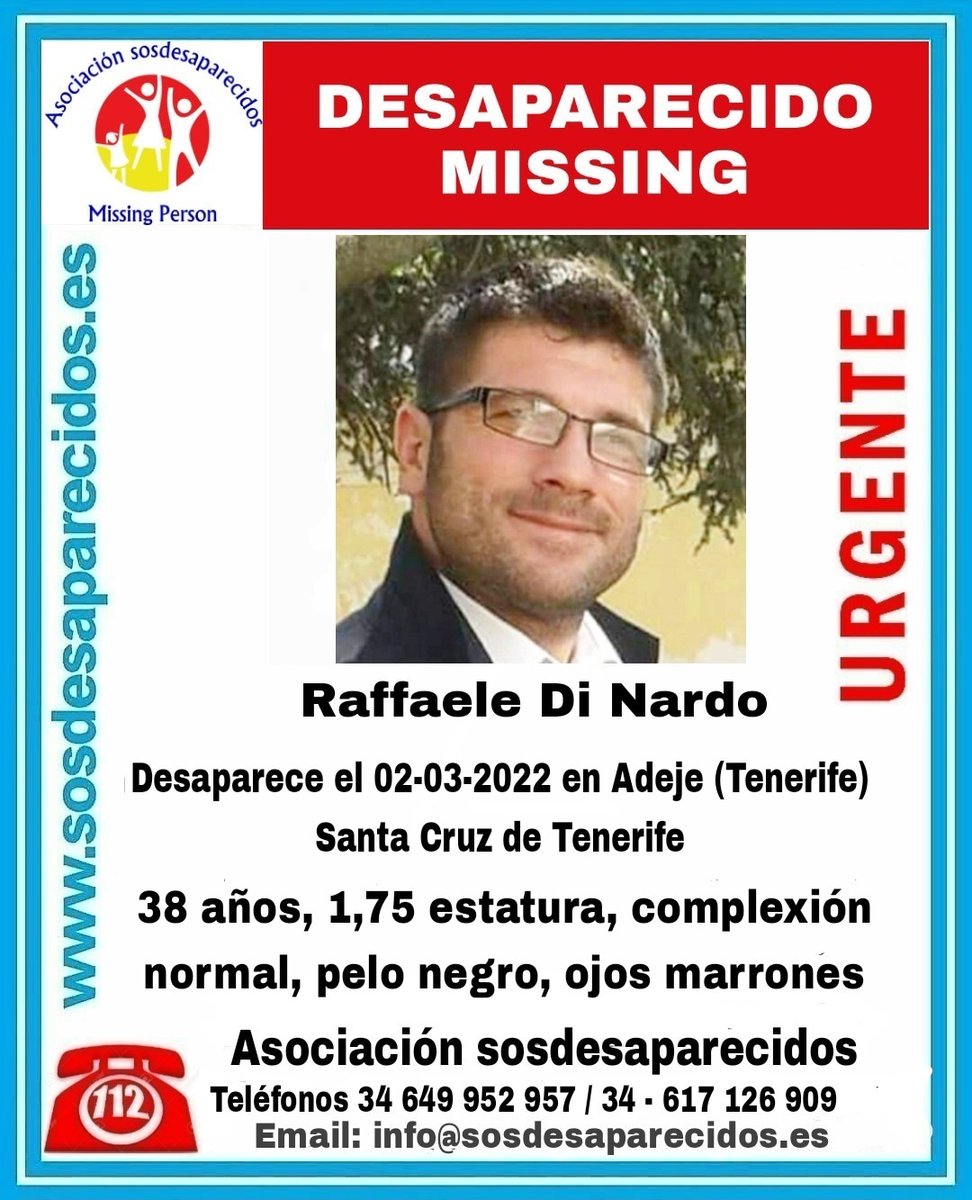 sosdesaparecido's tweet photo. 🆘 DESAPARECIDO
Continúa desaparecido 
#desaparecido #sosdesaparecidos #Missing #España #Adeje #Tenerife #SantaCruzdeTenerife https://t.co/F4iEsNrVIY