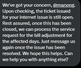 Attention all PLDT subscribers. Make sure you request for a bill adjustment for the outage.

Make them bleed. Make them hurt.

@PLDT_Cares @PLDTHome @pldt