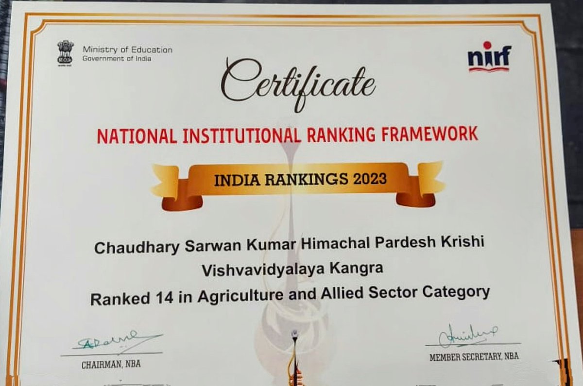 CSK H.P.Agriculture University (@hpaubest) on Twitter photo <a href="/ProfHKChaudhary/">Prof HK Chaudhary</a> ,VC greeted all staff as the NIRF, Union Education Ministry has ranked the University at 8th position among all SAUs.He asked all to work with renewed zeal and zest. <a href="/ProfHKChaudhary/">Prof HK Chaudhary</a> ,VC greeted all staff as the NIRF, Union Education Ministry has ranked the University at 8th position among all SAUs.He asked all to work with renewed zeal and zest.