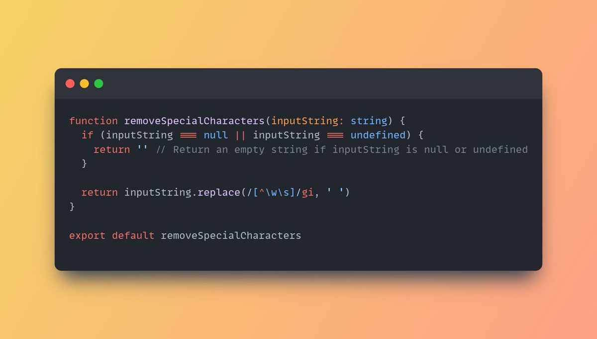 sml_dev's tweet photo. Remove Special Characters #ReactJS  #NextJS #ReusableComponent https://t.co/n5rs3LiXq4