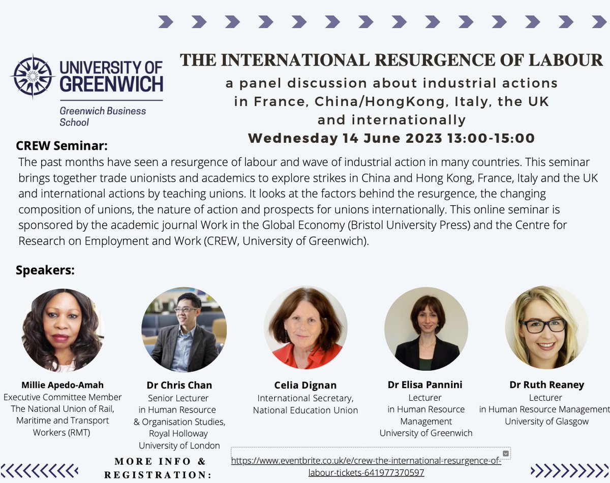 Come and join us at our online seminar on the international resurgence of industrial actions. Registration for online participation is here: eventbrite.co.uk/e/crew-the-int…
