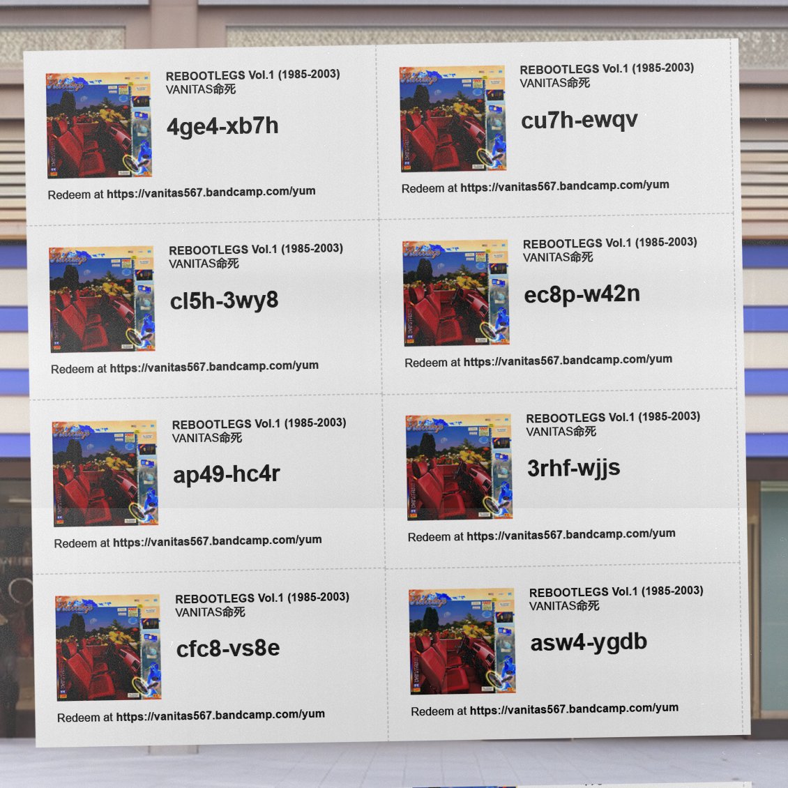 VANITAS_567's tweet photo. Album codes for
REBOOTLEGS VOL. 1 (1985-2003),
BARBER BEATER PT 2 シャープなカッティングコーム
BARBER BEATER 床屋を打ち負かす音楽
Redeem at https://t.co/w5R9Drpc9e
#vaporwave #samplefree #slushwave #barberbeats @FreeAlbumCodes #bandcampyum #yumcode https://t.co/XpUARacByA