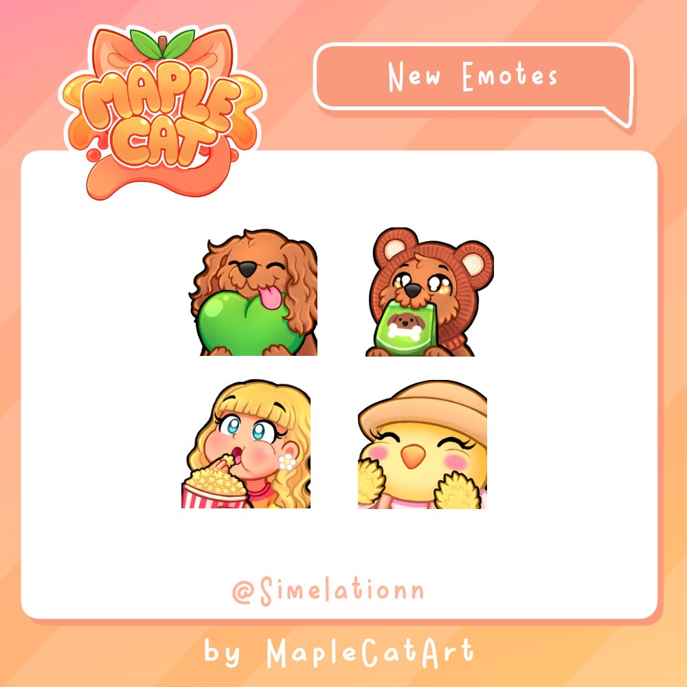 New adorable emotes for the lovely @simelation 🧡✨
Some animating on the way as well 👀

#TwitchEmoteArtist #twitchemotes