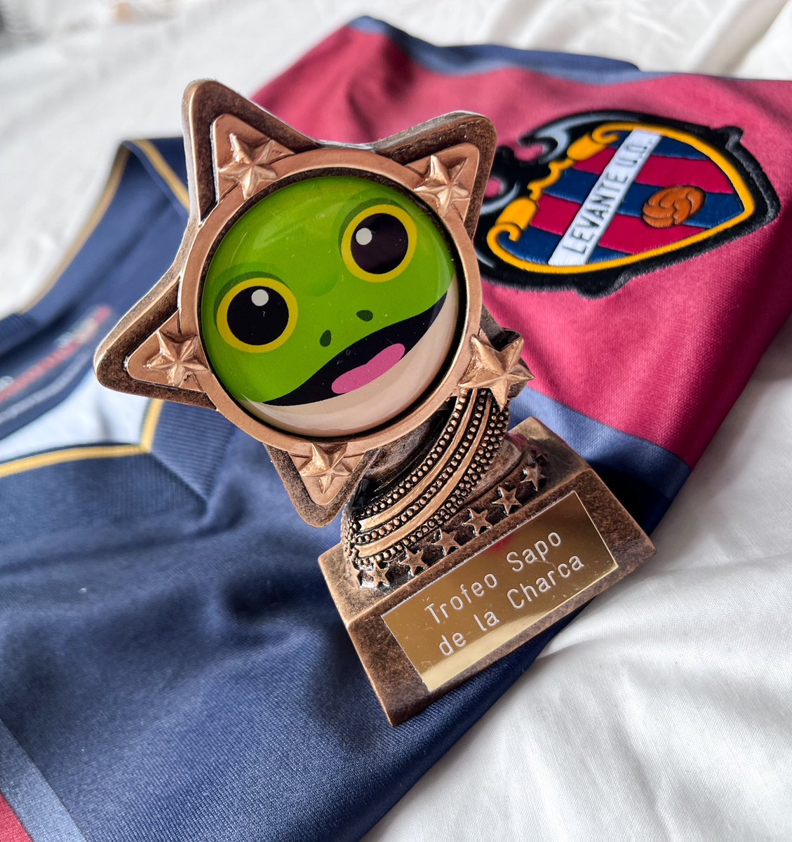 Como ministro de exteriores del #TeamCapitan tengo el honor de presentar el primer y único Trofeo Sapo de la Charca. Cortesía de nuestros colegas de @TrophyStore. Enhorabuena @JasonRemeseiro, te haremos llegar el galardón.